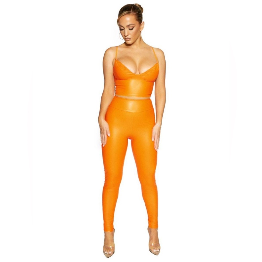 Naked Wardrobe Orange Faux Leather Set